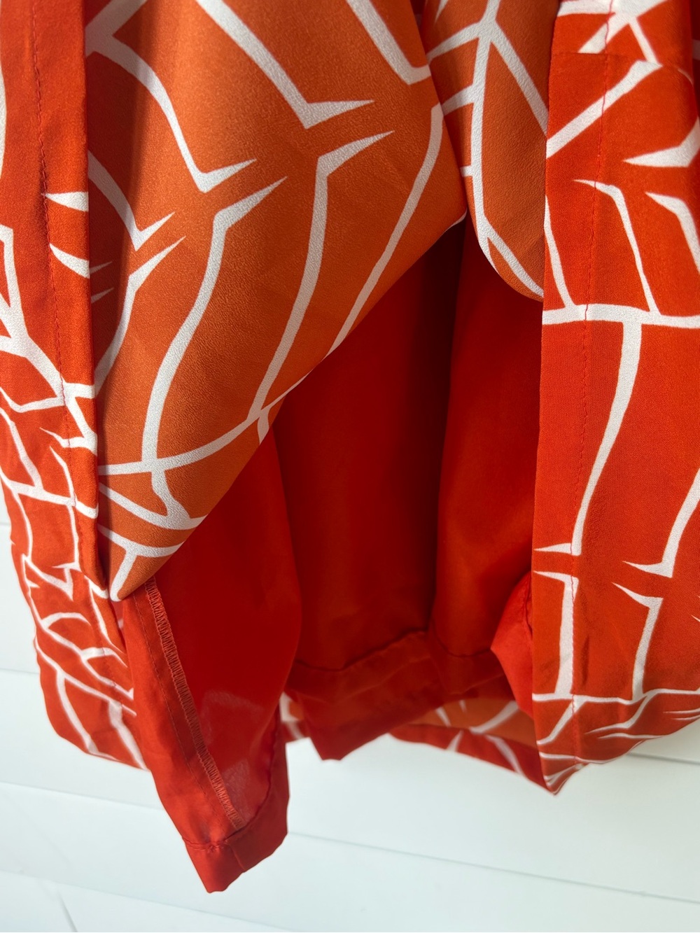 Susan Monaco Orange White Geometric Tie Back Midi Dress Size 6 - Picture 8 of 16